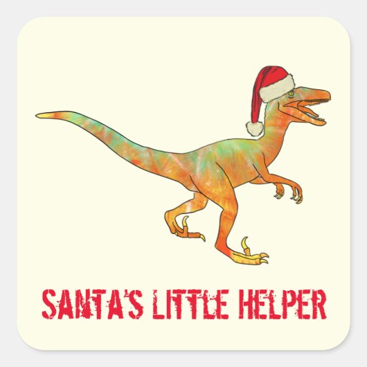 Raptor Scary Dinosaur Funny Festive Irony Slogan Vierkante Sticker (Voorkant)