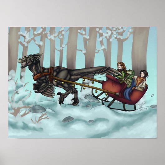 Raptor Sleigh Ride Poster (Voorkant)