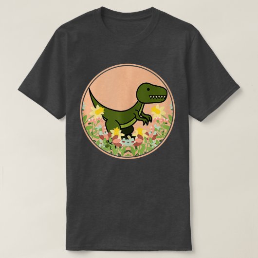 Raptor Velociraptor Dino Dinosaurs Floral Flowers T-shirt (Design voorkant)