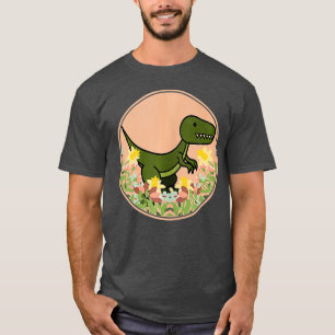 Raptor Velociraptor Dino Dinosaurs Floral Flowers T-shirt
