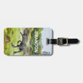 Raptor Velociraptor Dinosaur Monogram Bagagelabel (Voorkant horizontaal)