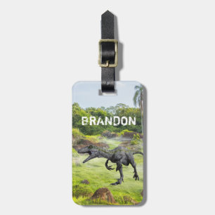 Raptor Velociraptor Dinosaur Monogram Bagagelabel