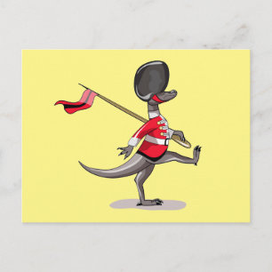 Raptor verkleedde zich als een Britse garde. Briefkaart