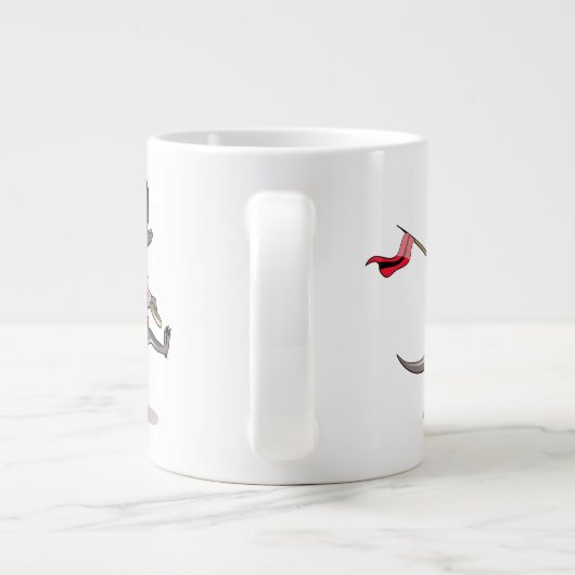 Raptor verkleedde zich als een Britse garde. Grote Koffiekop (Achterkant)