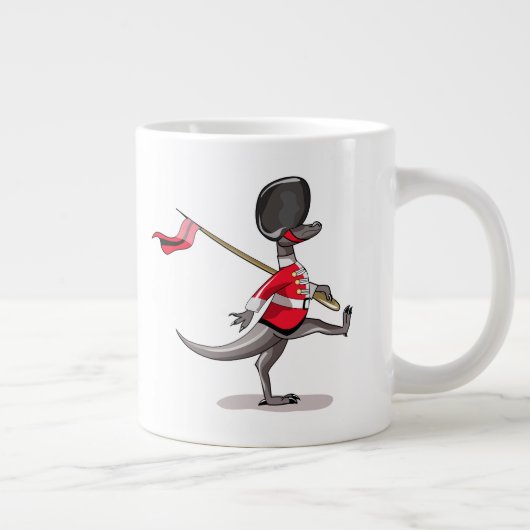 Raptor verkleedde zich als een Britse garde. Grote Koffiekop (Rechts)