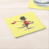 Raptor verkleedde zich als een Britse garde. Kartonnen Onderzetters (Schuin)