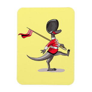 Raptor verkleedde zich als een Britse garde. Magneet