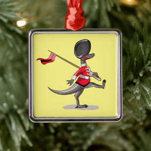 Raptor verkleedde zich als een Britse garde. Metalen Ornament