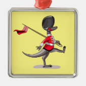 Raptor verkleedde zich als een Britse garde. Metalen Ornament (Voorkant)