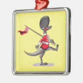 Raptor verkleedde zich als een Britse garde. Metalen Ornament (Links)