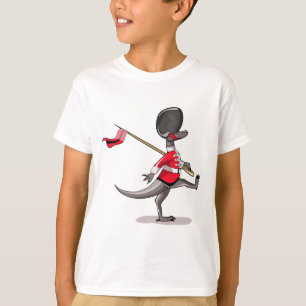 Raptor verkleedde zich als een Britse garde. T-shirt