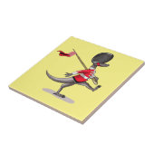 Raptor verkleedde zich als een Britse garde. Tegeltje (Zijkant)