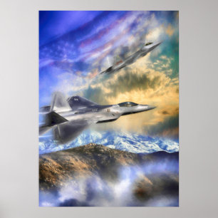 RAPTORS OVER AMERIKA F22 JET POSTER
