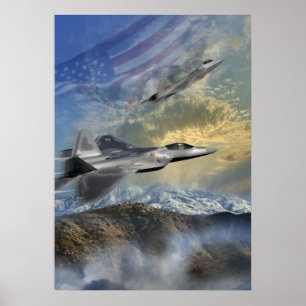RAPTORS OVER AMERIKA F22 JET POSTER