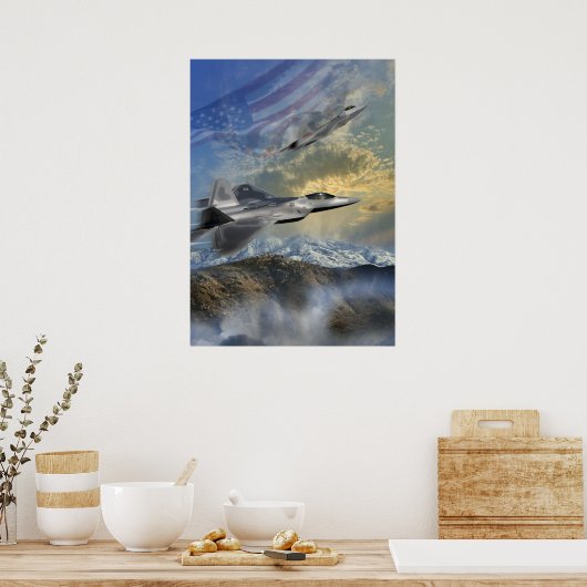 RAPTORS OVER AMERIKA F22 JET POSTER (Keuken)