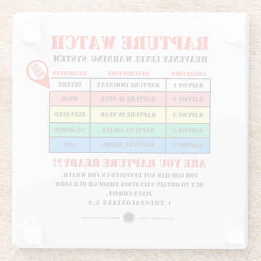 Rapture Alert Levels Glazen Onderzetter (Achterkant)