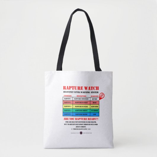Rapture Alert Levels Tote Bag (Voorkant)