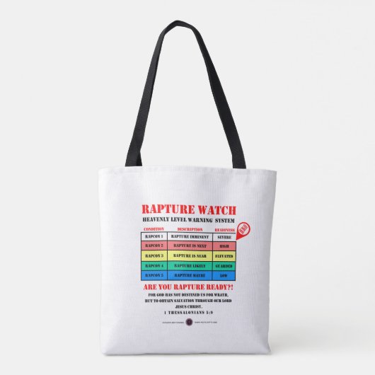 Rapture Alert Levels Tote Bag (Achterkant)
