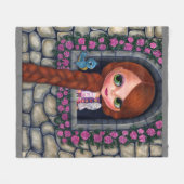 Rapunzel Big Eyes Girl Doll Cute Redhead Bluebird Fleece Deken (Voorkant (Horizontaal))