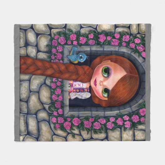 Rapunzel Big Eyes Girl Doll Cute Redhead Bluebird Fleece Deken (Voorkant (Horizontaal))