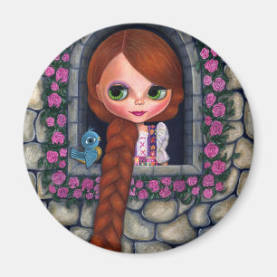 Rapunzel Big Eyes Girl Doll Cute Redhead Bluebird Magneet