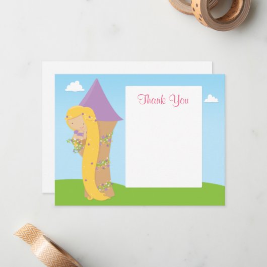 Rapunzel Birthday Hartelijk dank Notitiekaartje (Voorkant / Achterkant in situ)