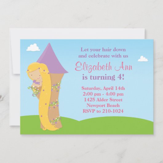 Rapunzel Birthday Party Invitation Kaart (Voorkant)