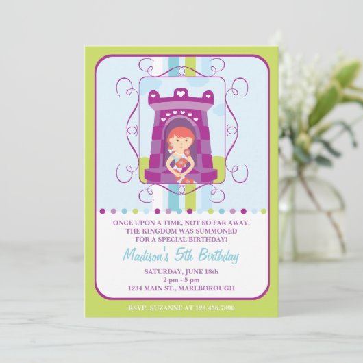 Rapunzel Birthday Uitnodiging (Staand voorkant)