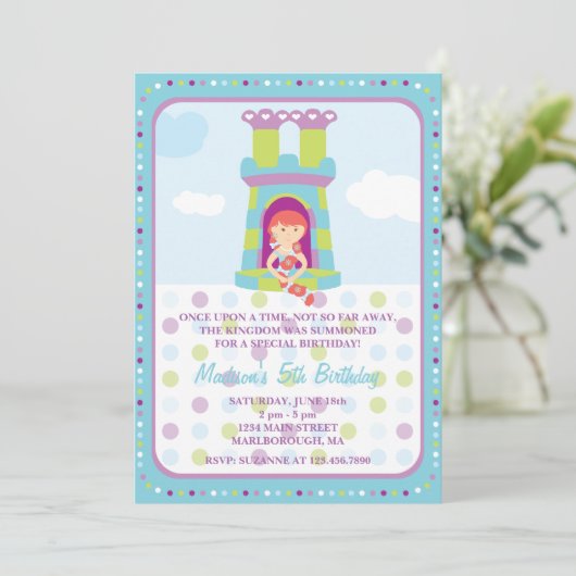 Rapunzel Birthday Uitnodiging (Staand voorkant)