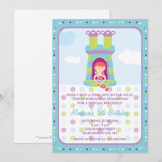 Rapunzel Birthday Uitnodiging (Voorkant / Achterkant)