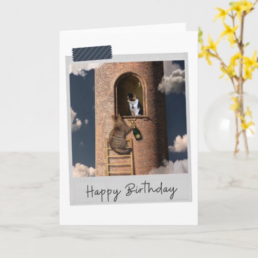 Rapunzel Cat Funny Birthday-kaart Kaart (Gele Bloem)
