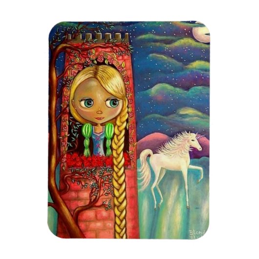 Rapunzel Doll in roze tower Unicorn Cute Magneet (Verticaal)