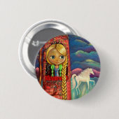 Rapunzel en de Unicorn-Button Ronde Button 5,7 Cm (Voorkant /achterkant)