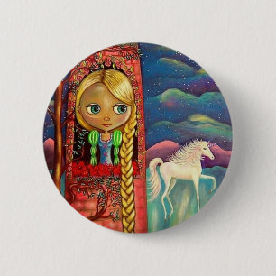 Rapunzel en de Unicorn-Button Ronde Button 5,7 Cm