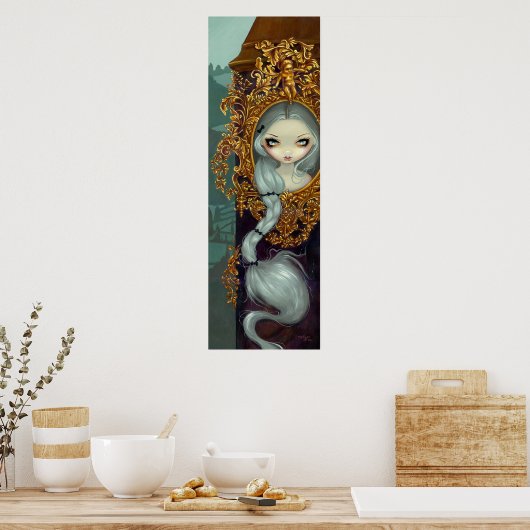 Rapunzel in Rococo-sprookje Kunst afdrukken Poster (Keuken)