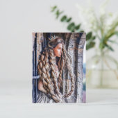 Rapunzel met haar lange haar in de toren briefkaart (Staand voorkant)