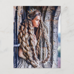 Rapunzel met haar lange haar in de toren briefkaart