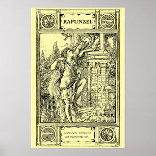 Rapunzel Sprookje Victoriaans tijdperk print van C