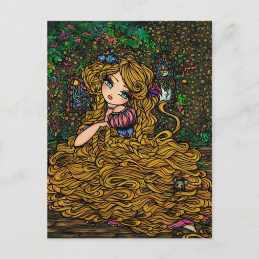 Rapunzel Storybook Princess Original Art Briefkaar Briefkaart (Voorkant)