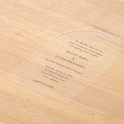 Raquel Classic Elegant Huwelijk Acryl Uitnodigingen (Laagn)