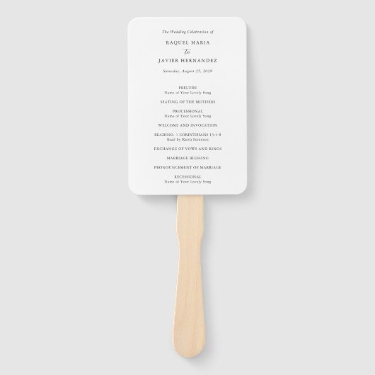 Raquel Classic Elegant Trouwprogramma Handwaaier (Voorkant)