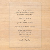 Raquel Klassieke Elegante Bruiloft Acryl Uitnodigingen (Voorkant)