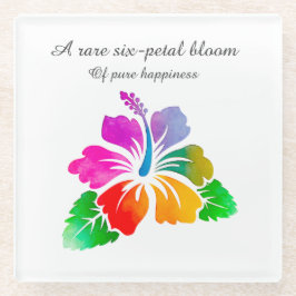 Rare 6-Petal Hibiscus-Colorful Hawaiian Good Luck Glazen Onderzetter