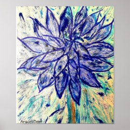 Rare Blue Dahlia Flower Poster