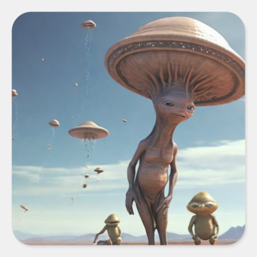 Rare buitenaardse planeet vierkante sticker (Voorkant)