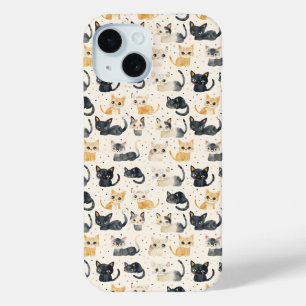Rare Cats Pattern iPhone 15 Case