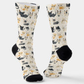 Rare Cats Pattern Sokken (Gebogen)