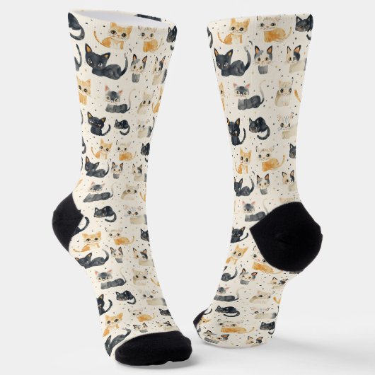 Rare Cats Pattern Sokken (Gebogen)
