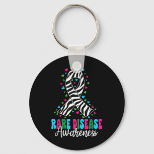 Rare Disease Awareness 2025 Zebra Ribbon Rare Dise Sleutelhanger