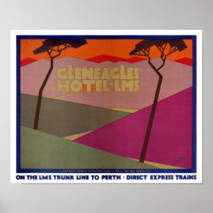 Rare Gleneagles Vintage Travel Poster teruggezet
